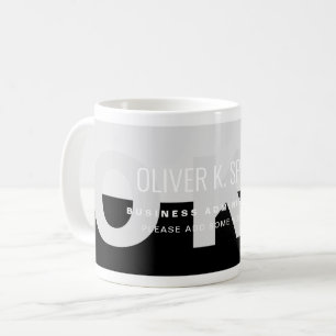 Black Grey Modern Professional Name  Coffee Mug
