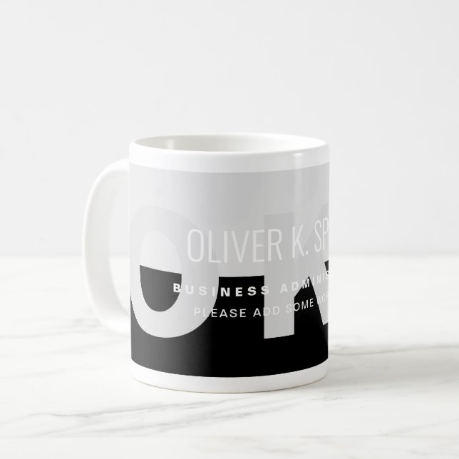 Black Grey Modern Professional Name  Coffee Mug (Front Left)