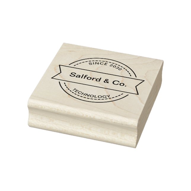 Black & Grey Modern Technology Circle Logo Rubber Stamp (Stamp)