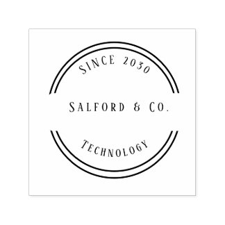 Black & Grey Modern Technology Rubber Stamp 