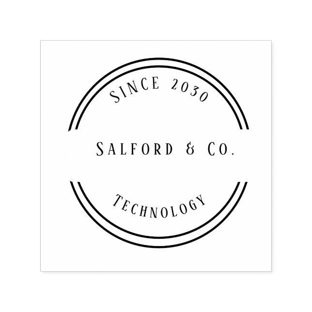 Black & Grey Modern Technology Rubber Stamp  (Design)