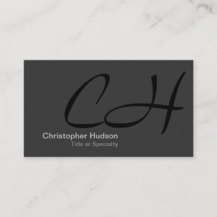 Black Grey Monogram Consultant Business Card