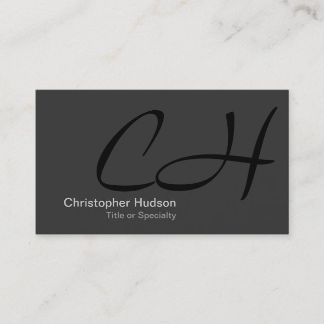 Black Grey Monogram Consultant Business Card (Front)
