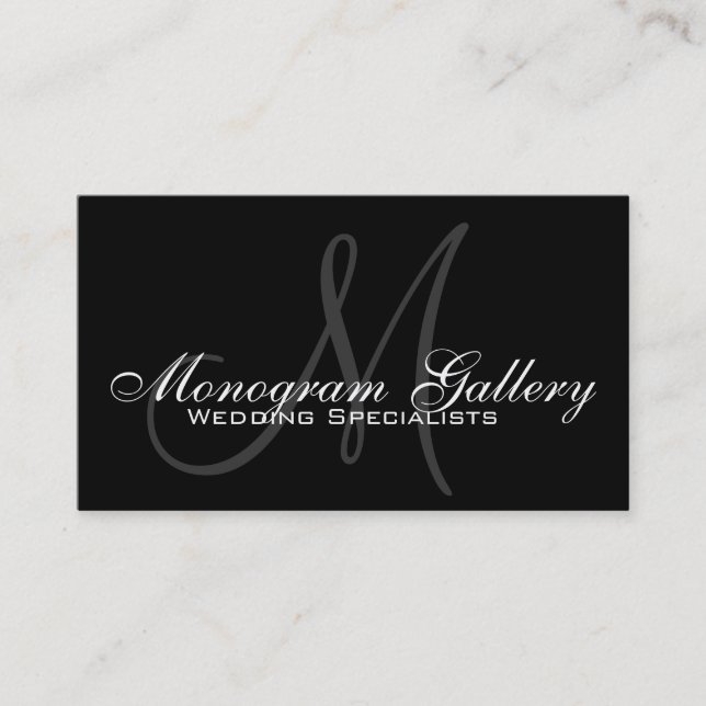 Black Grey Monogram Customisable Business Card (Front)