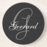 Black Grey Monogram G Wedding Anniversary Coaster<br><div class="desc">Monogram Wedding Anniversary Coasters. Monogram Logo Design by Elke Clarke © 2008,  2009,  2010. Customise with your last name and monogram using the prompts or select "customise it" to have more editing options.</div>
