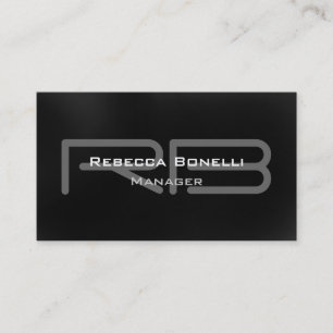 Black Grey Monogram Manager Business Card