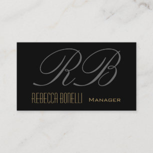 Black Grey Monogram Manager Business Card