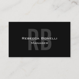 Black Grey Monogram Manager Business Card