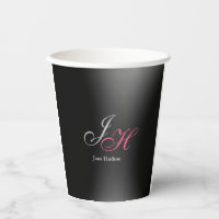 Black Grey Monogram Name Initial Letters Script