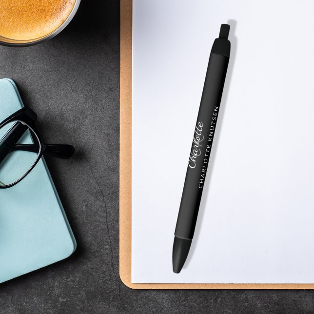 Black grey monogram name script black ink pen (Creator Uploaded)