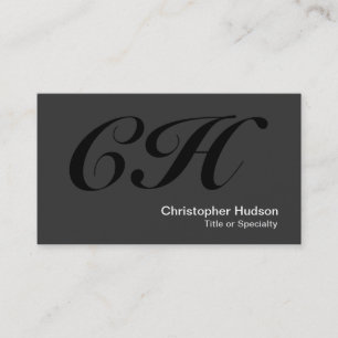 Black Grey Monogram Standard Size Business Card