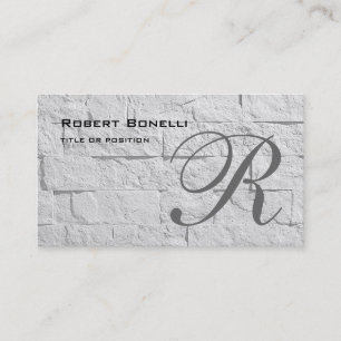Black Grey Monogram Wall Brick Business Card