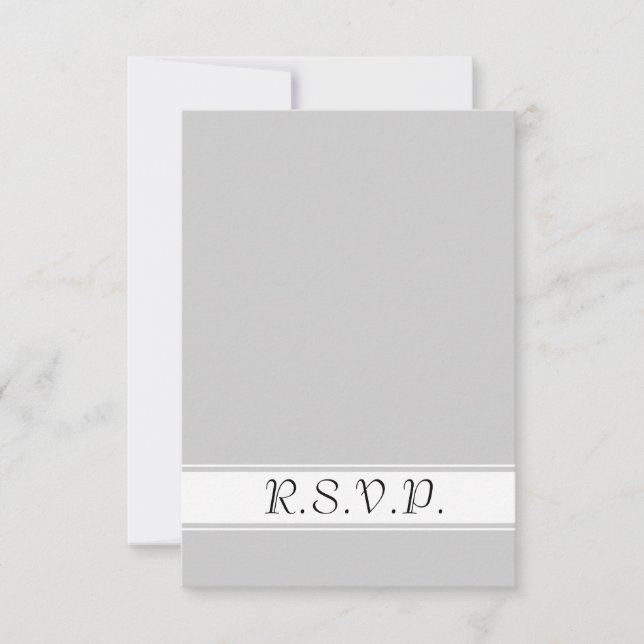 Black Grey Moustaches  RSVP Card (Front)