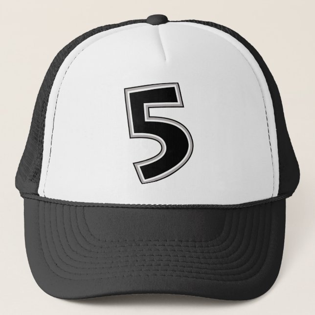 Black & Grey Number 5 Trucker Hat (Front)
