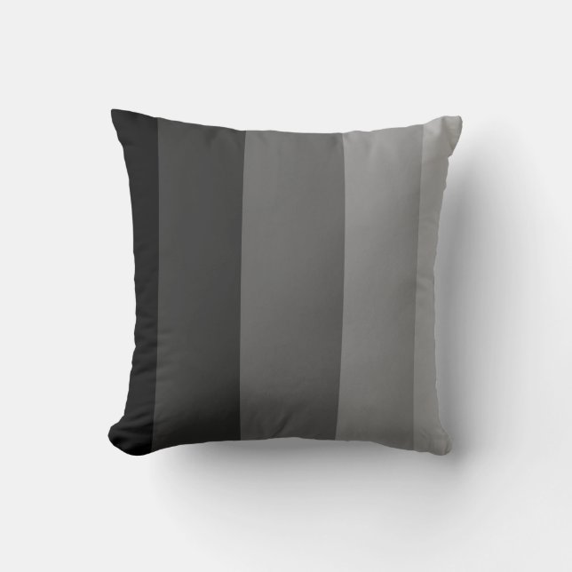 Black grey Ombre Stripe Throw Pillow (Front)