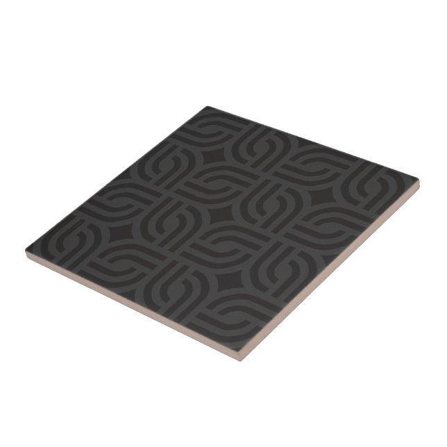 Black grey ornament patterns antique design ceramic tile (Side)