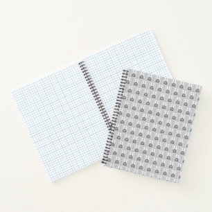 Black Grey Ornamental Feather Pattern Notebook