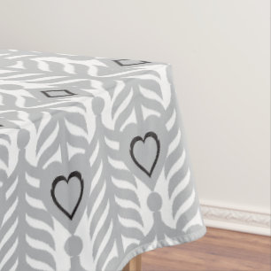 Black Grey Ornamental Feather Pattern Tablecloth