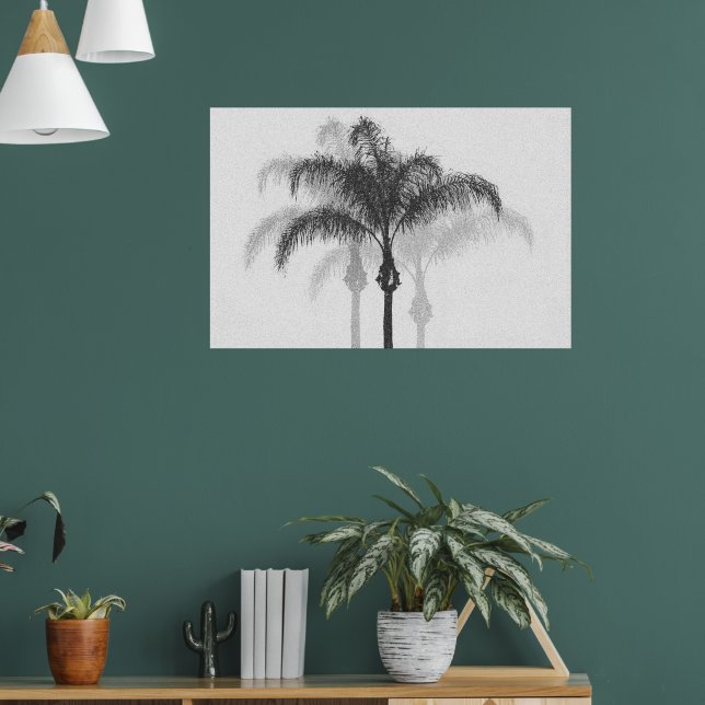 Black Grey Palm Tree Photographic Poster Art (Living Room 1)
