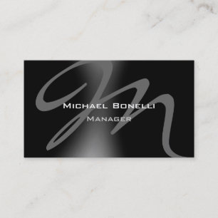 Black Grey Pattern Monogram Manager Business Card