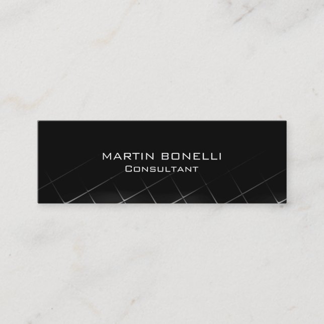 Black Grey Pattern Skinny Slim Clear Business Card (Front)