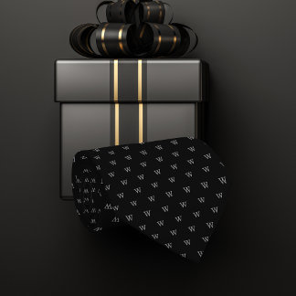 Black & Grey Personal Monogram Pattern Tie