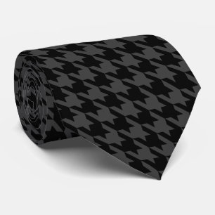 Black Grey Pied de Poule Houndstooth Tie
