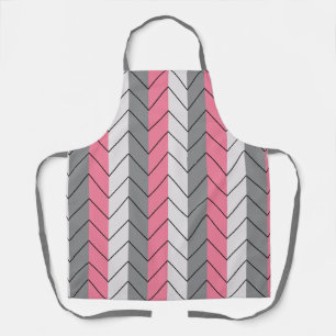 Black Grey Pink Chevron Stripes Apron