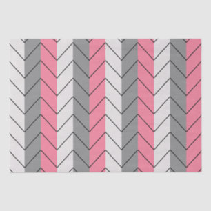 Black Grey Pink Chevron Stripes Tissue Paper