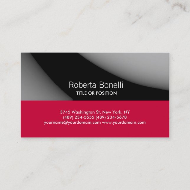Black Grey Pink Plain Business Card (Front)