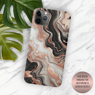 Black Grey Pink Rose Gold Marble Art Pattern iPhone 16 Pro Max Case