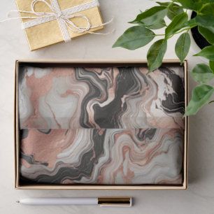 Black Grey Pink Rose Gold White Marble Art Pattern Tissue Paper