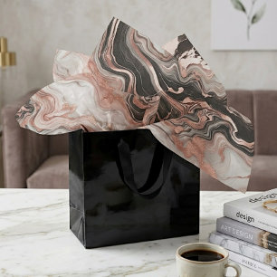Black Grey Pink Rose Gold White Marble Art Pattern Tissue Paper
