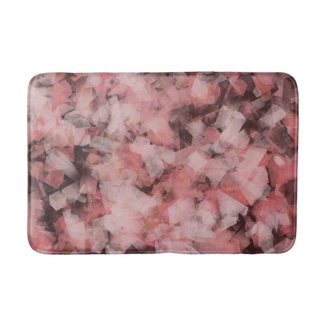 Black Grey Pink White Modern Geometric Abstract Bath Mat (Front)