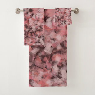 Black Grey Pink White Modern Geometric Abstract Bath Towel Set