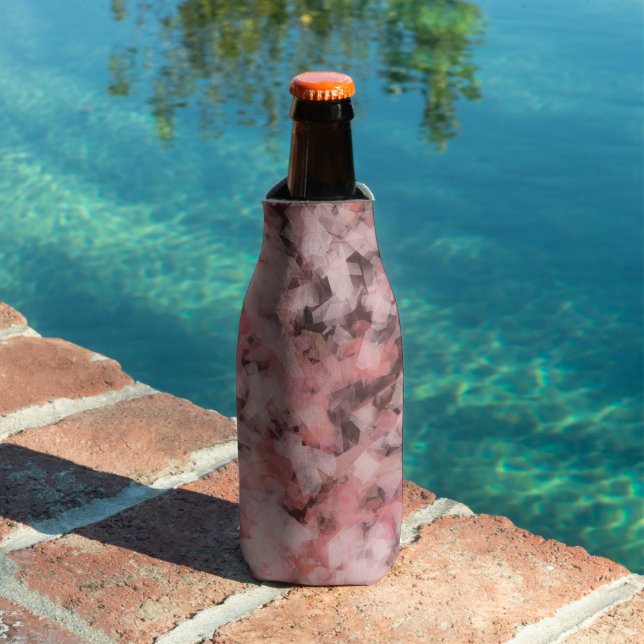 Black Grey Pink White Modern Geometric Abstract Bottle Cooler (In Situ Pool)