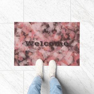 Black Grey Pink White Modern Geometric Abstract Doormat