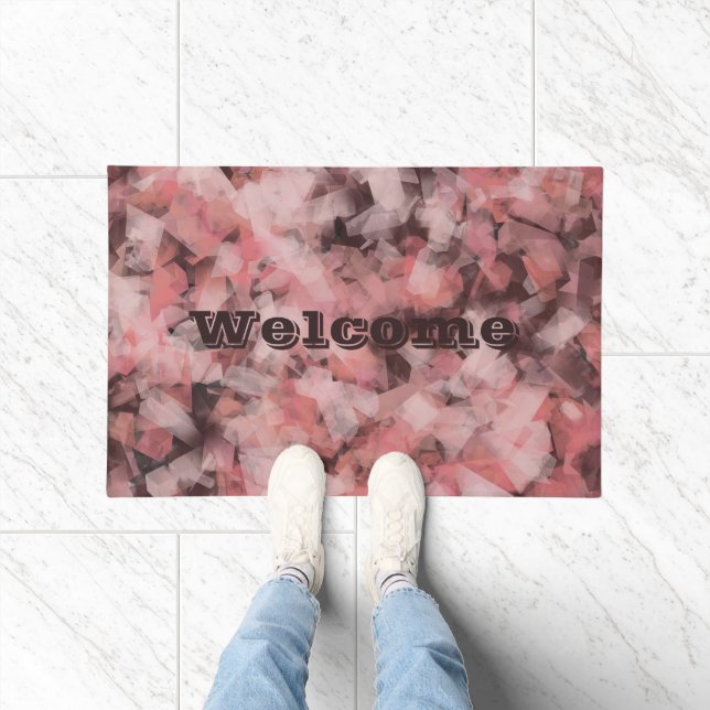 Black Grey Pink White Modern Geometric Abstract Doormat (Indoor)