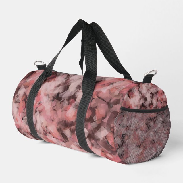 Black Grey Pink White Modern Geometric Abstract Duffle Bag (Right Corner)