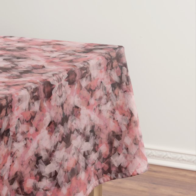 Black Grey Pink White Modern Geometric Abstract Tablecloth (In Situ)