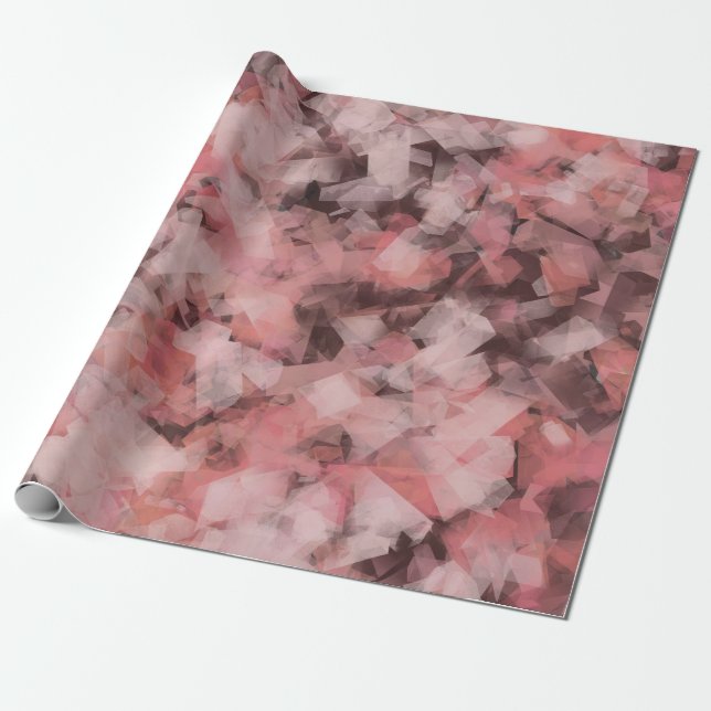Black Grey Pink White Modern Geometric Abstract Wrapping Paper (Unrolled)