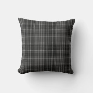 Black Grey Plaid Pattern Cushion