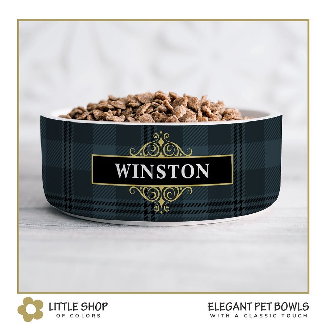 Black Grey Plaid Tartan Customisable Bowl (Creator Uploaded)