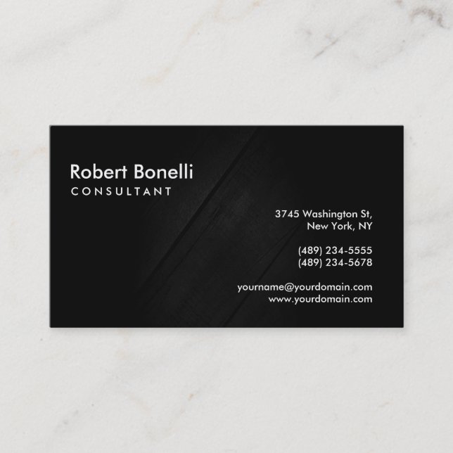Black Grey Plain Modern Consultant Business Card (Front)