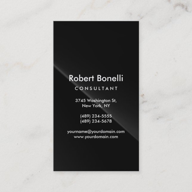 Black Grey Plain Modern Consultant Business Card (Front)