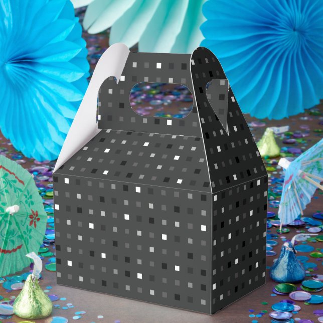 Black Grey Playful Pixel Seamless Pattern Favour Box (Party)