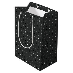 Black Grey Playful Pixel Seamless Pattern Medium Gift Bag