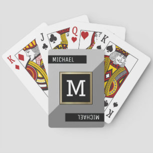 Black Grey Playing Cards with Monogram