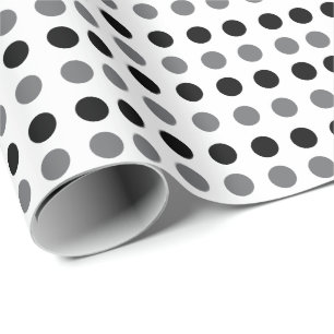 Black Grey Polka Dot Baby Shower Birthday Wrapping Paper