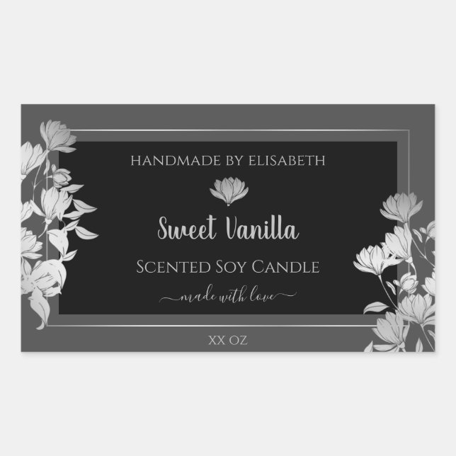 Black Grey Product Packaging Labels Silver Frame (Front)